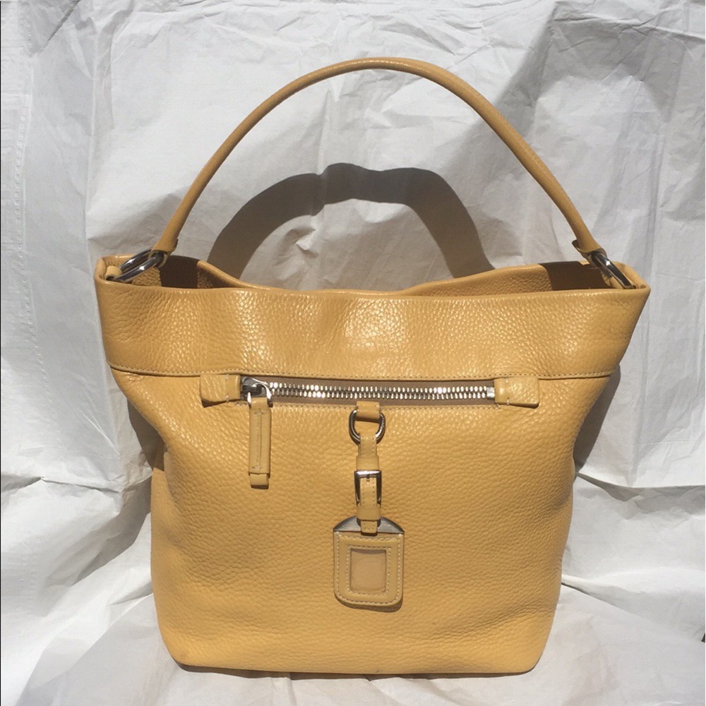 Prada front zip vitello daino hobo